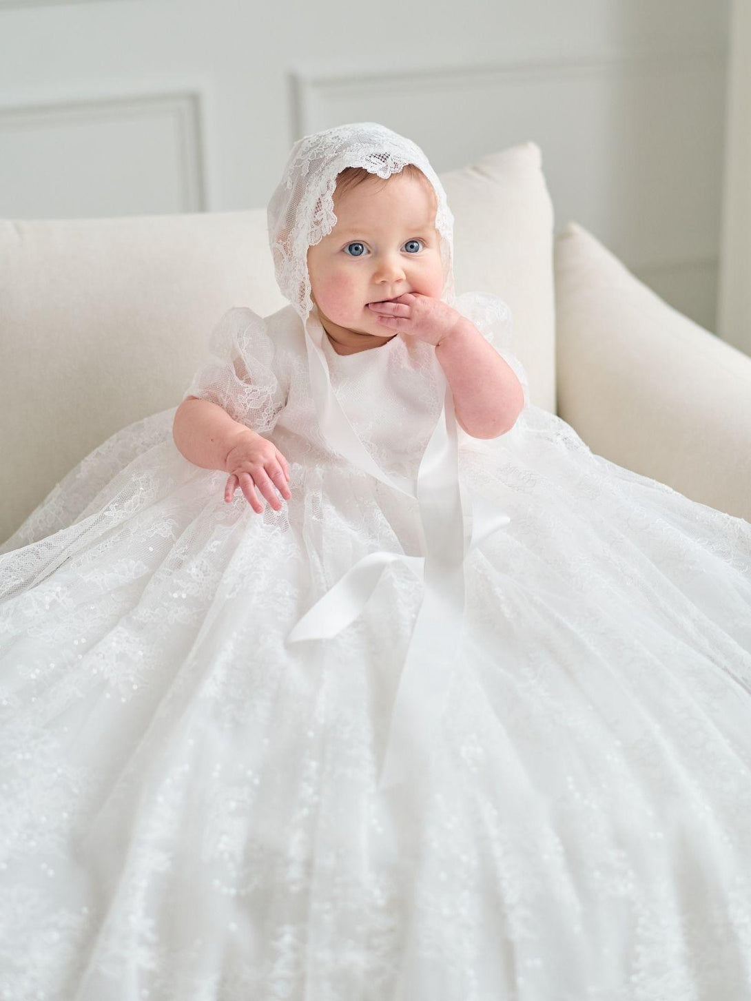 Baby Baptism Long Gown Dresses Flower Girl Wedding White Dress