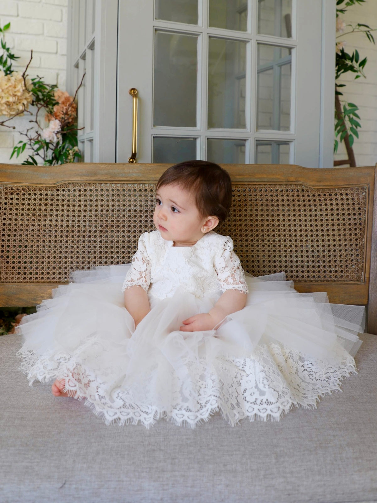 Baby Girl Baptism Dress Off-White Lace