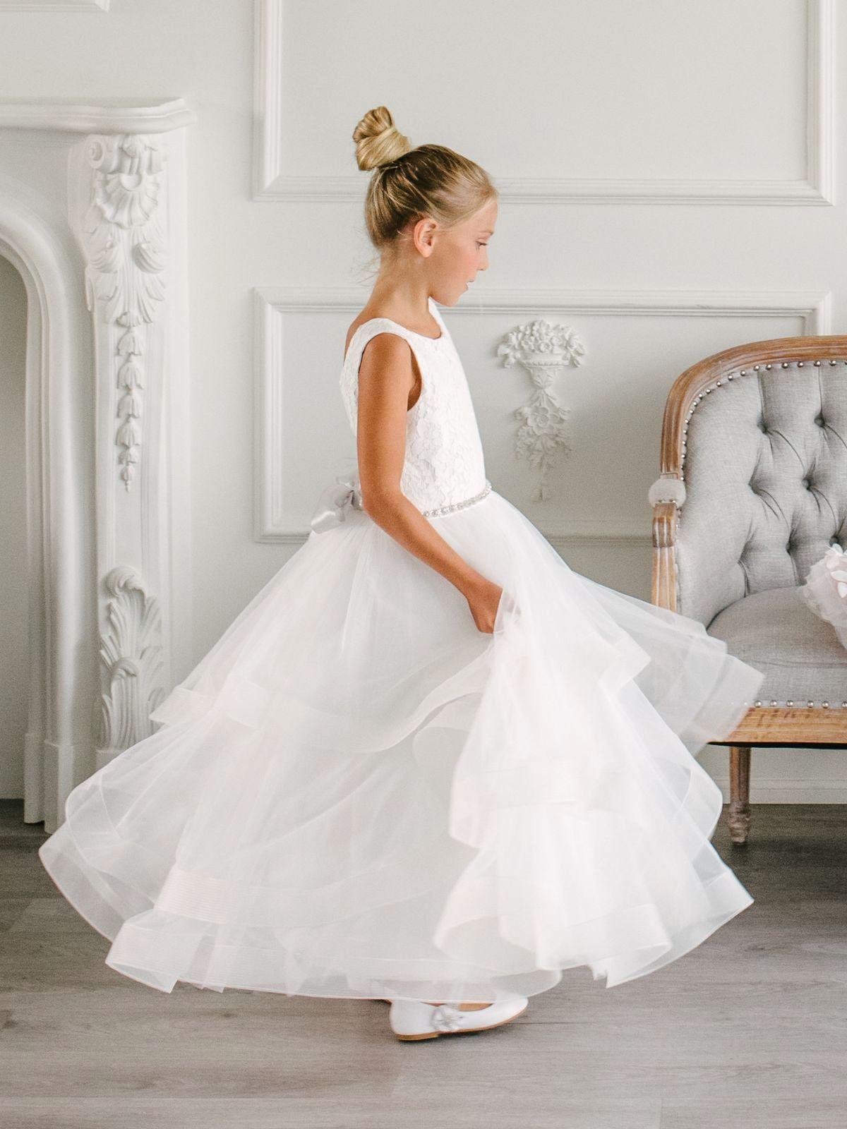 First Communion Flower Girl Wedding White Dress