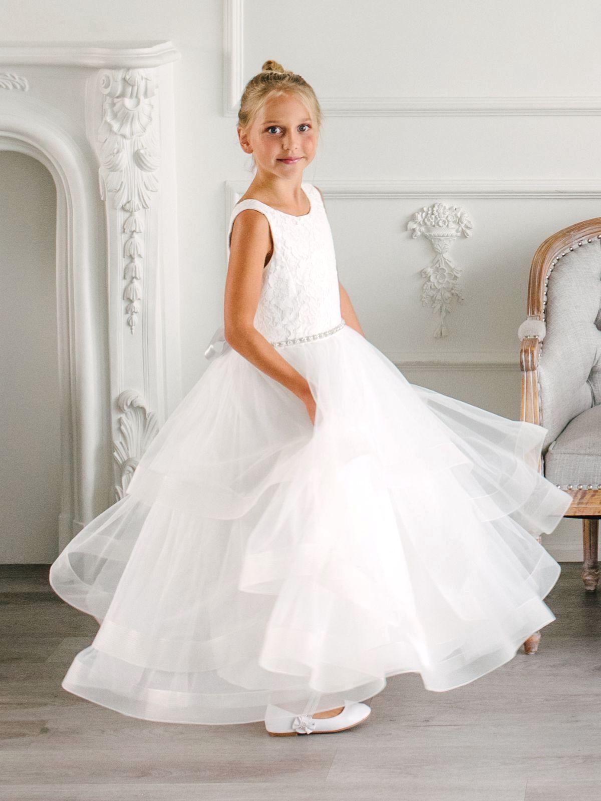 First Communion Flower Girl Wedding White Dress