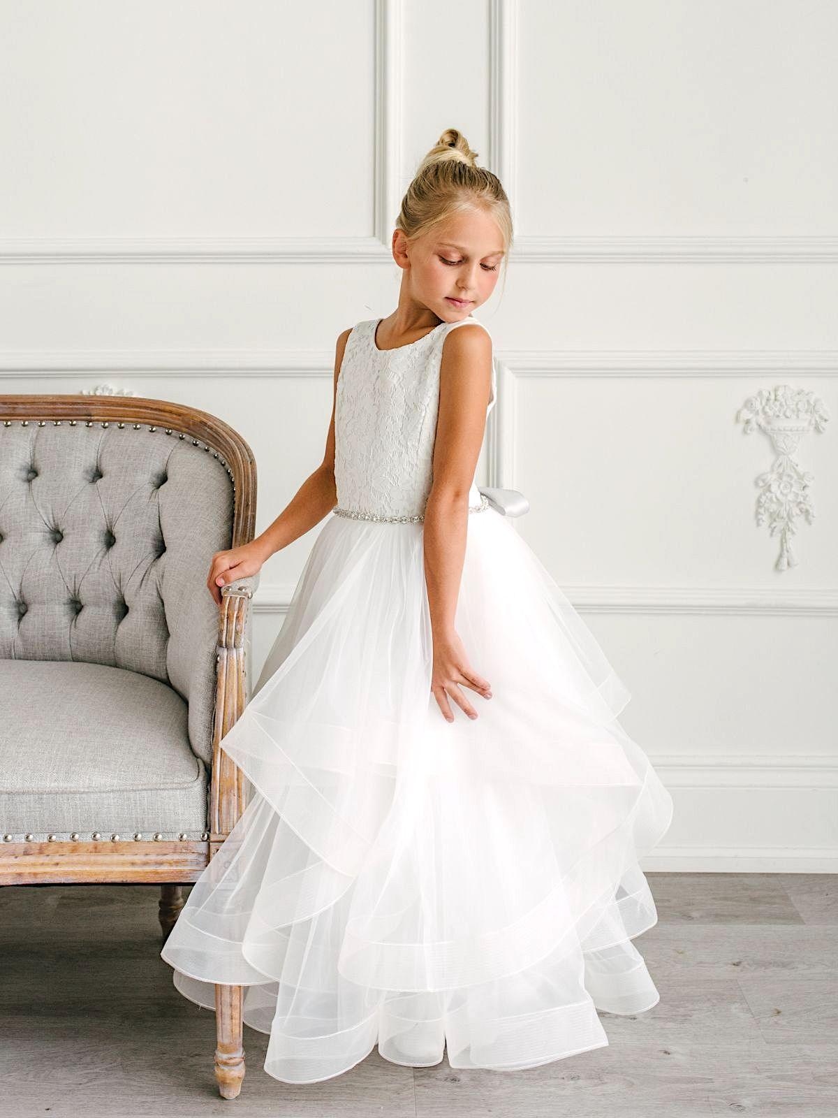 First Communion Flower Girl Wedding White Dress
