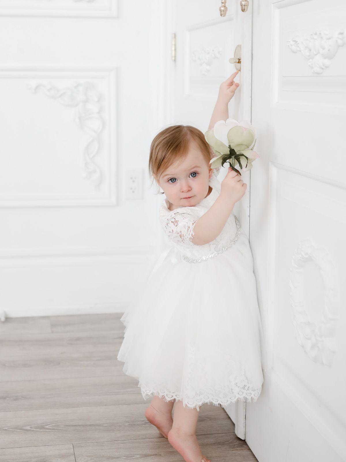 Baby Baptism Dresses Flower Girl Wedding White Dress