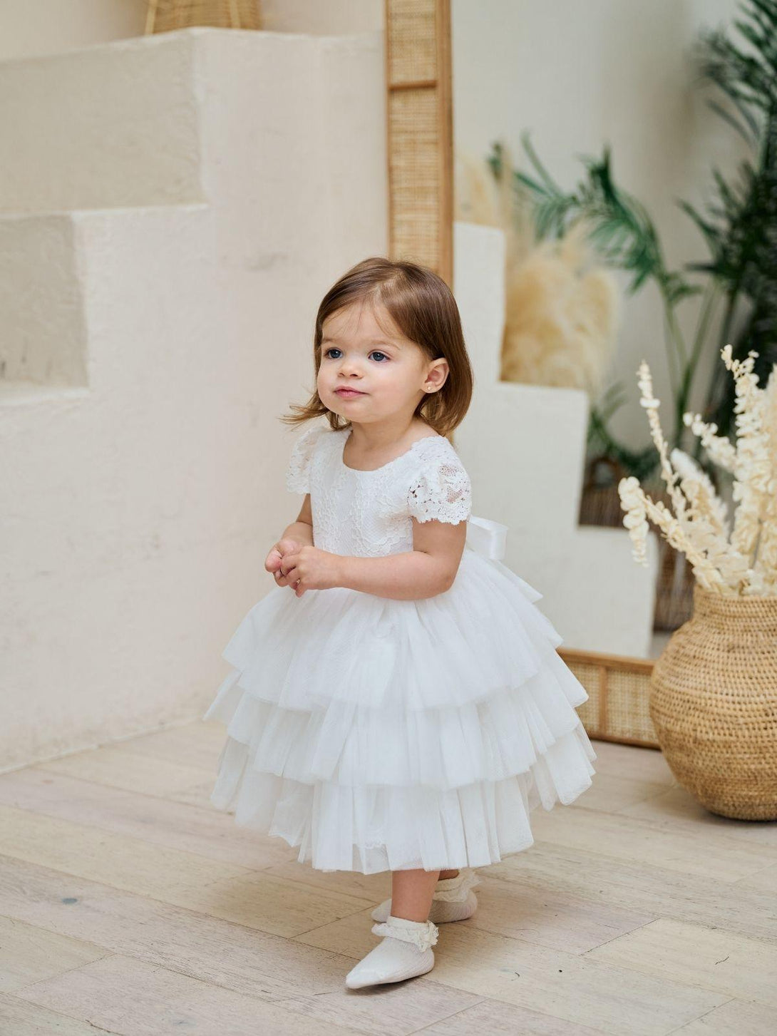 Baby Girl Baptism Dress Off-White Lace