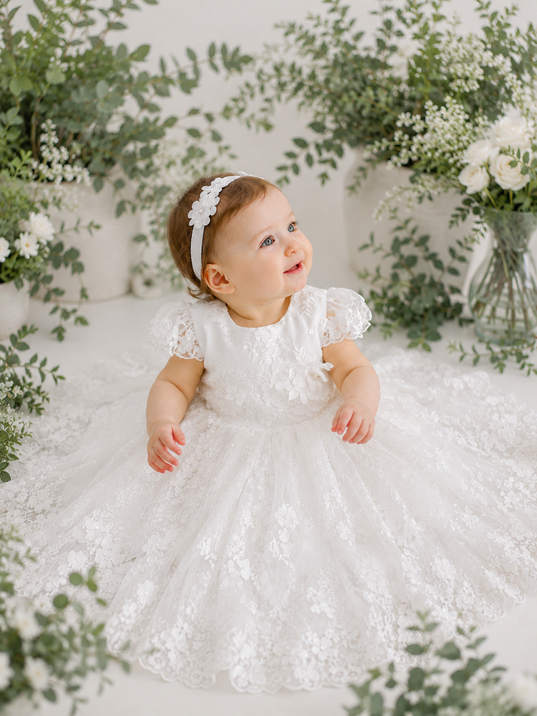 baptism dress for baby girl Classic Christening Gown for Girls, Baptism Dress Baby Boy 6M / White