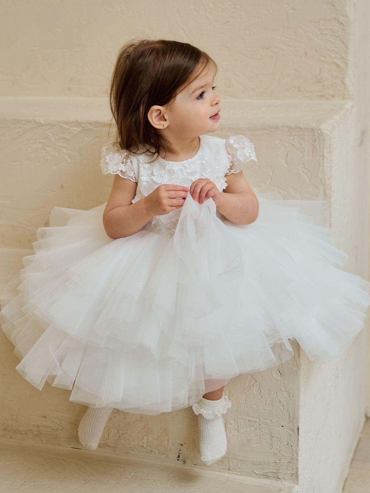 Baby Baptism Dresses Flower Girl Wedding White Dress