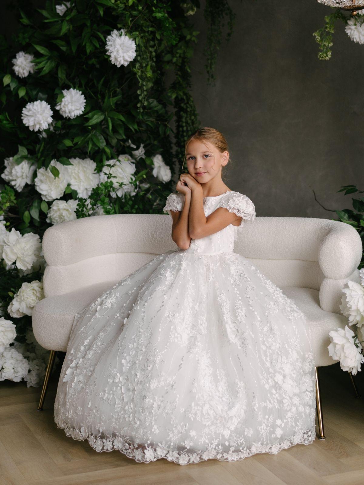First Communion Flower Girl Wedding White Dress