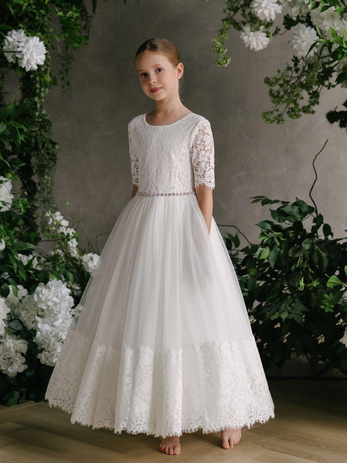 First Communion Flower Girl Wedding White Dress