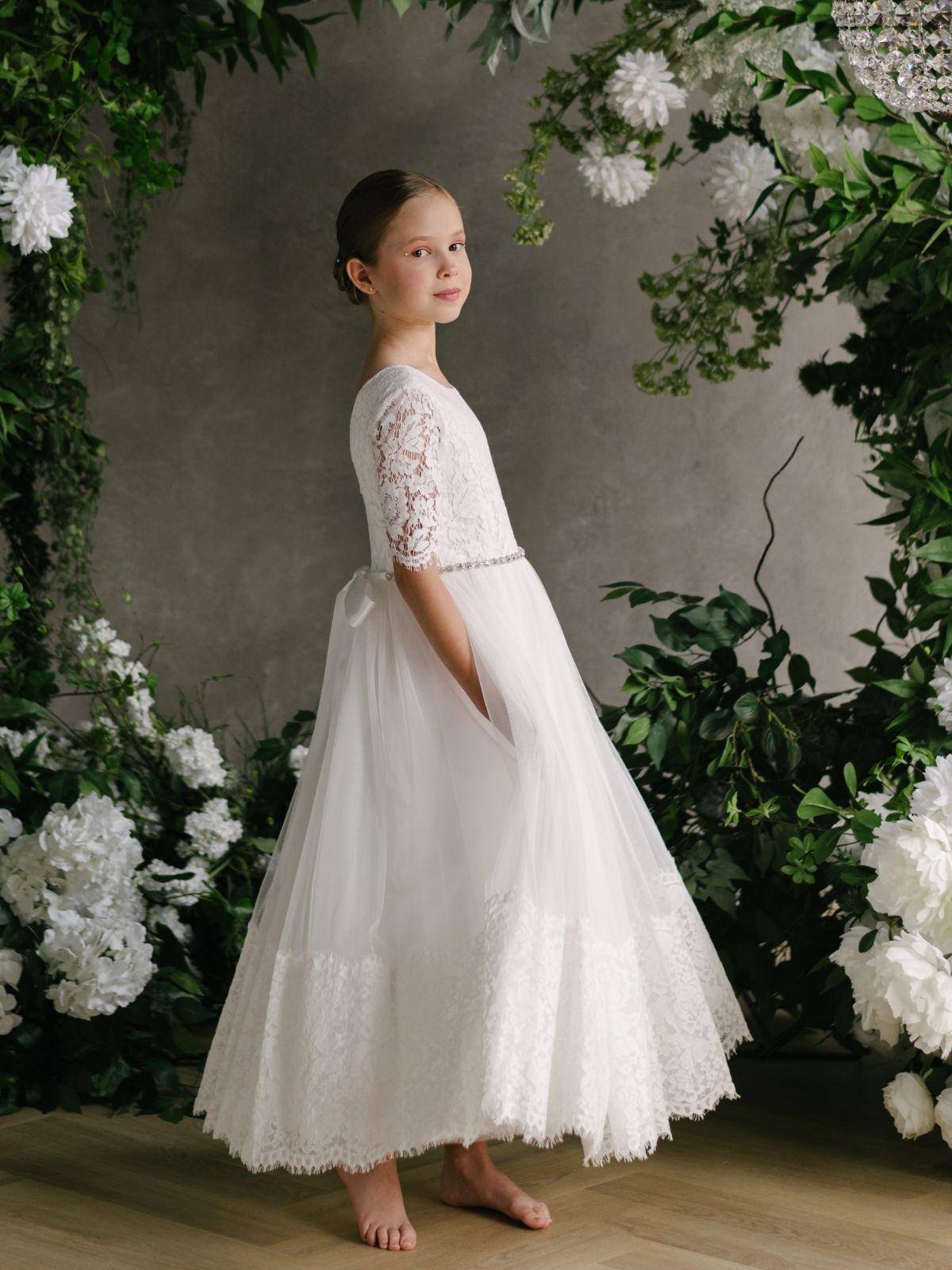 First Communion Flower Girl Wedding White Dress