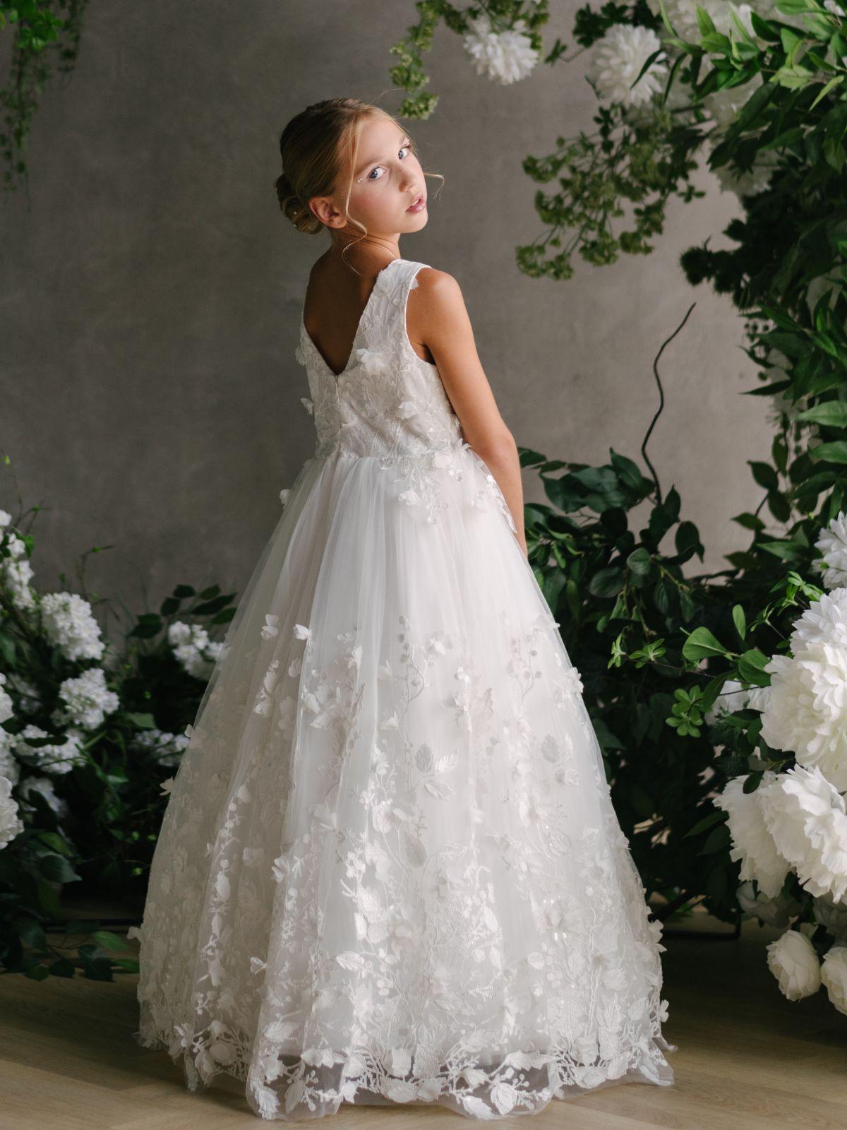First Communion Flower Girl Wedding White Dress