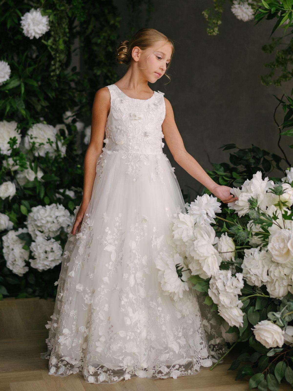 First Communion Flower Girl Wedding White Dress