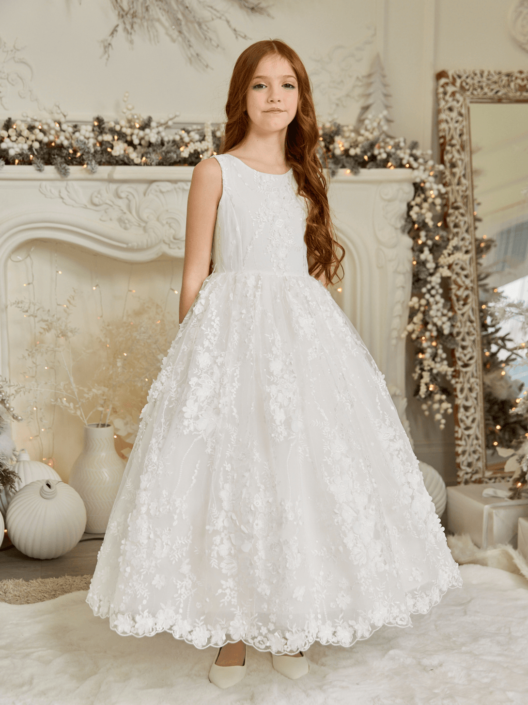 First Communion Flower Girl Wedding White Dress