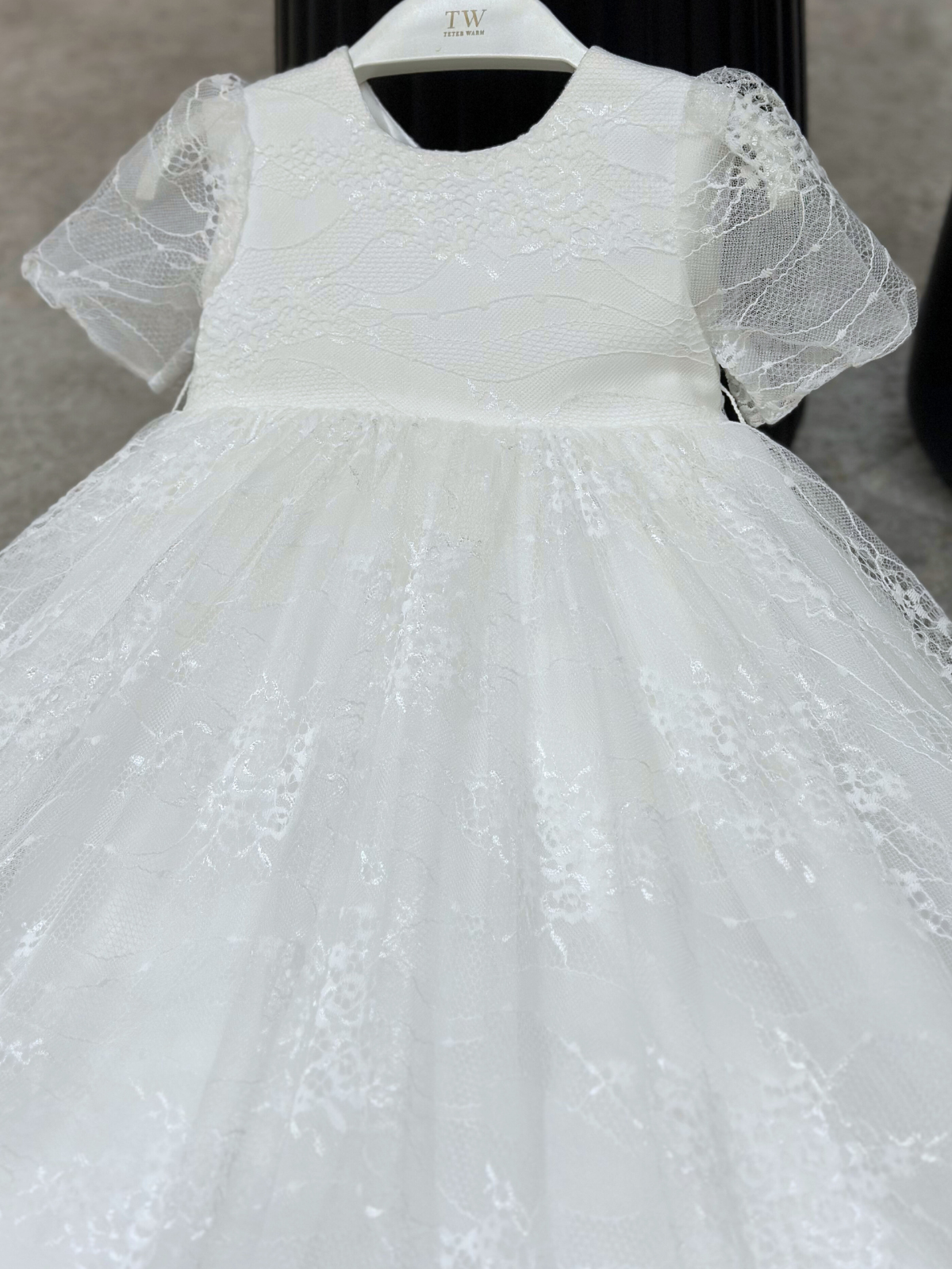 Baby Girl's Baptism Dress Off-White Lace Long Gown