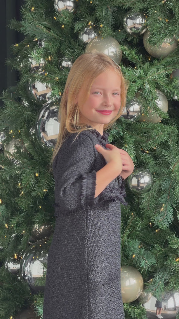 Girls' Navy Blue Tweed Jacket Teter Warm Moon AF61