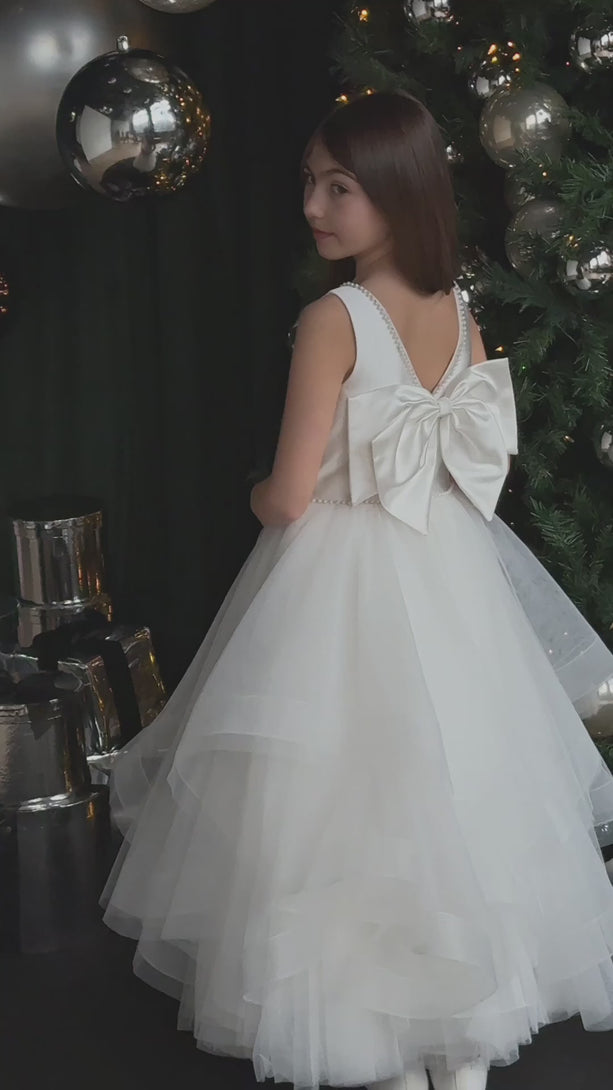 Girl's Satin Pearl Horsehair Communion Dress | Teter Warm Erica JK35