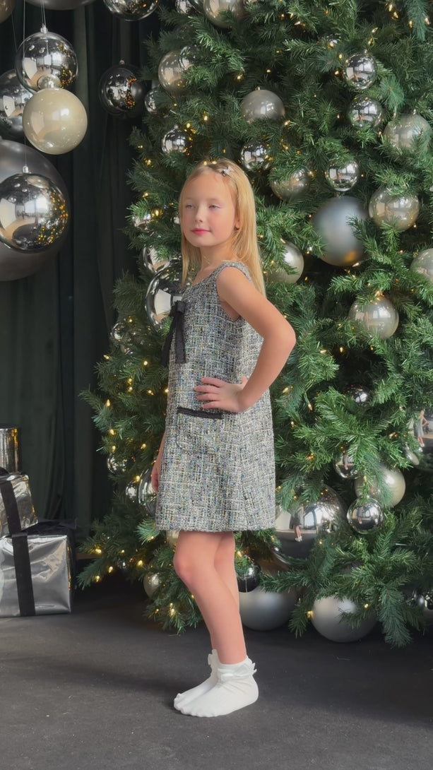 Girl's Blue Tweed Dress Teter Warm Eclipse DF62