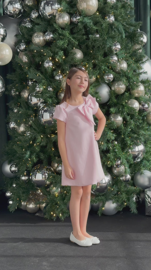 Girls Pink Bow Party Dress Teter Warm Sophie CS42