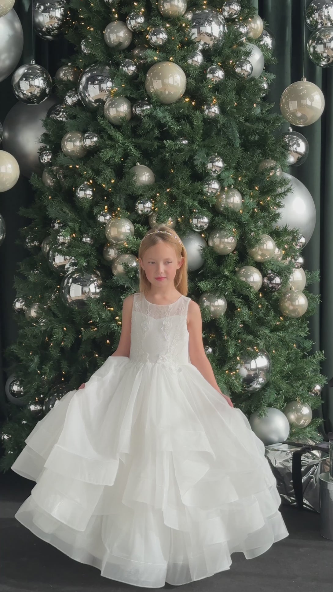 Girls White Communion Dress Billie JK03 teter warm