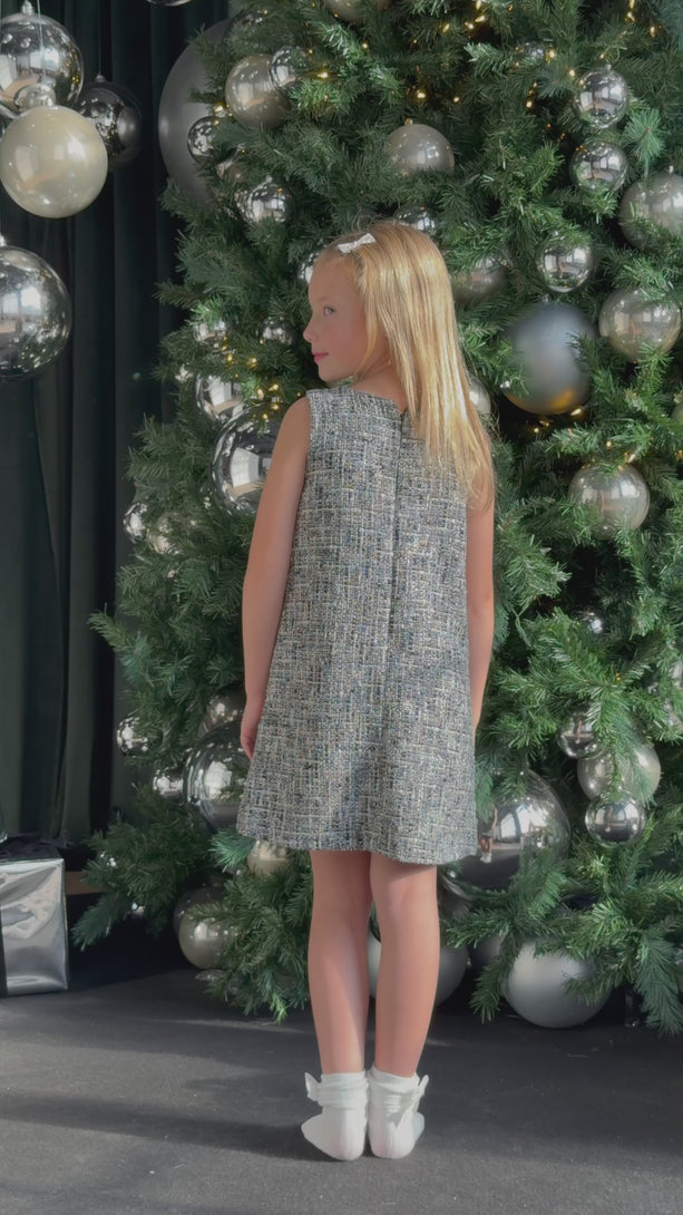 Bleu Girls Blue Tweed Jacket Teter Warm