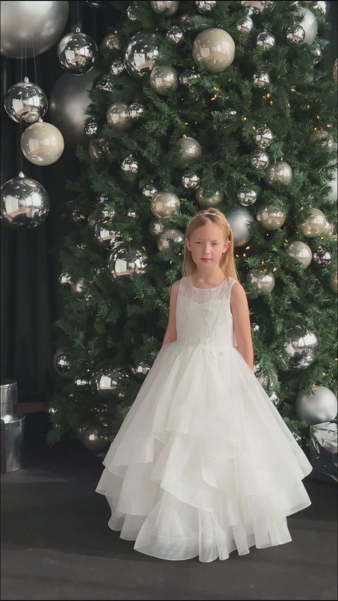 Girls White Communion Dress Billie JK03 teter warm