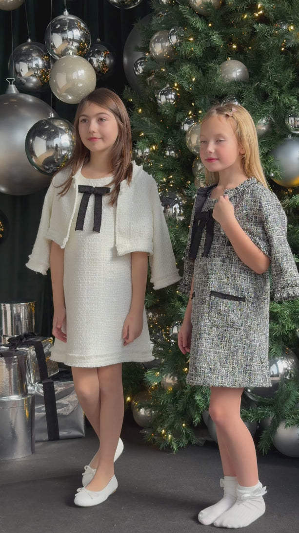 Bleu Girls Blue Tweed Jacket Teter Warm