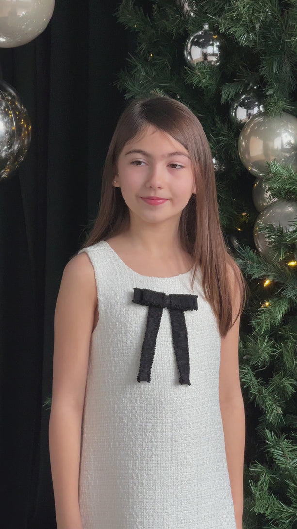 Ivory Girls Cream Tweed Dress Teter Warm