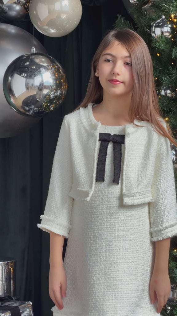 Sabrina Girl’s Cream Tweed Jacket Teter Warm