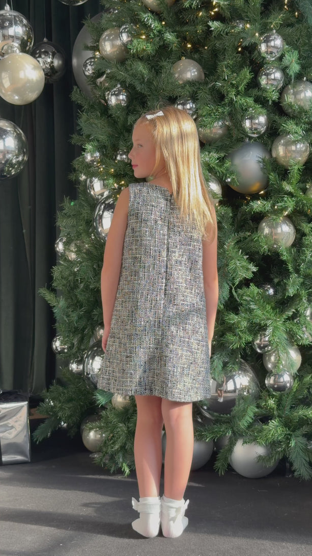 Girl's Blue Tweed Dress Teter Warm Eclipse DF62