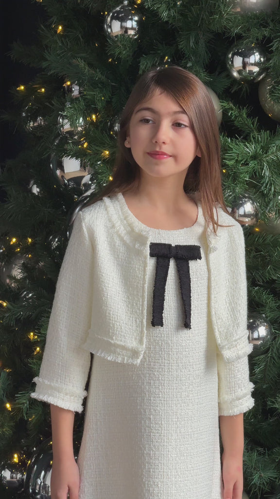 Sabrina Girl’s Cream Tweed Jacket Teter Warm