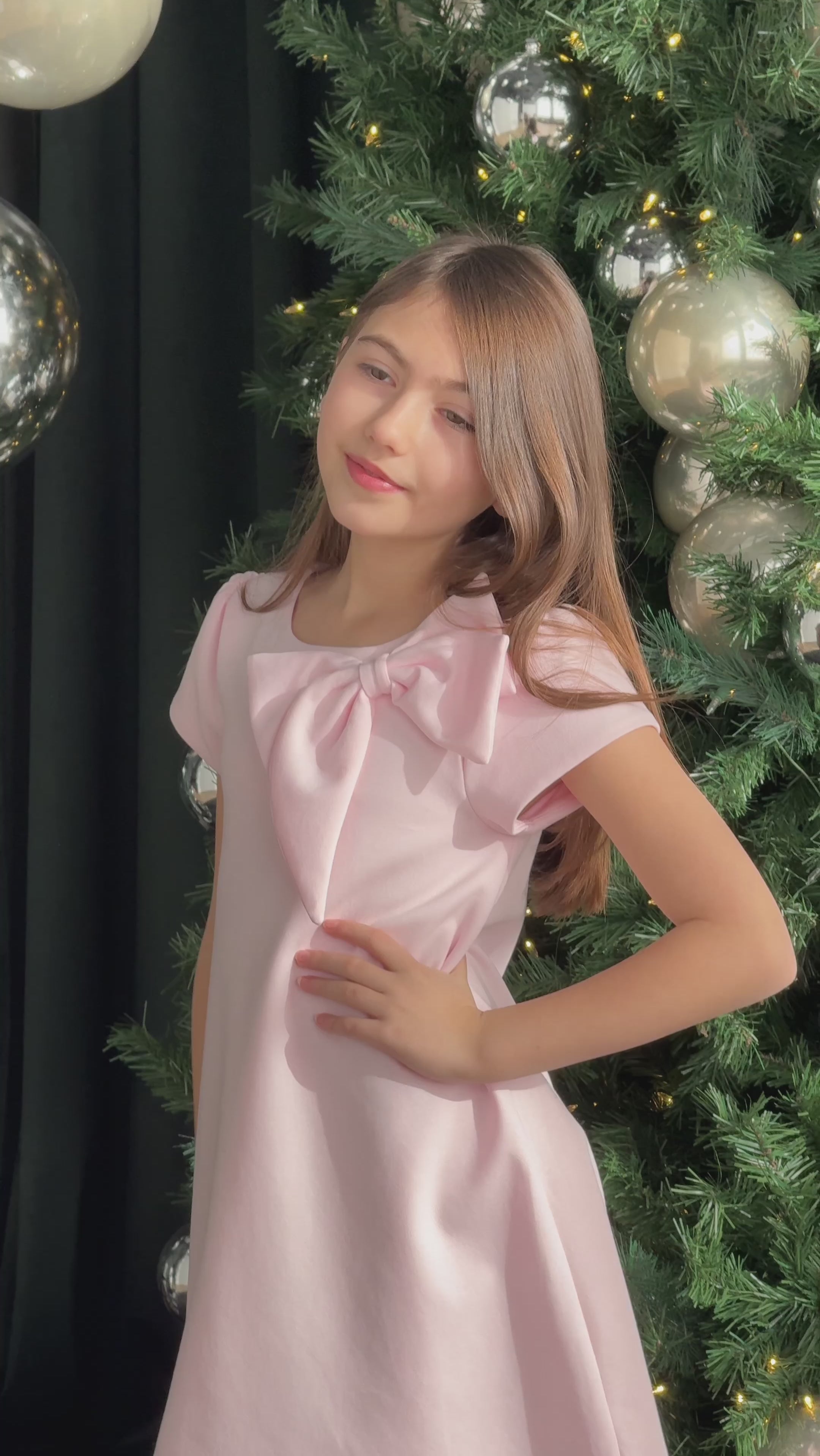 Girls Pink Bow Party Dress Teter Warm Sophie CS42