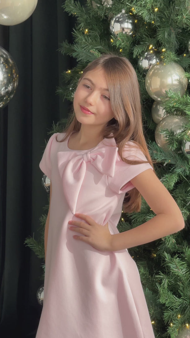 Girls Pink Bow Party Dress Teter Warm Sophie CS42